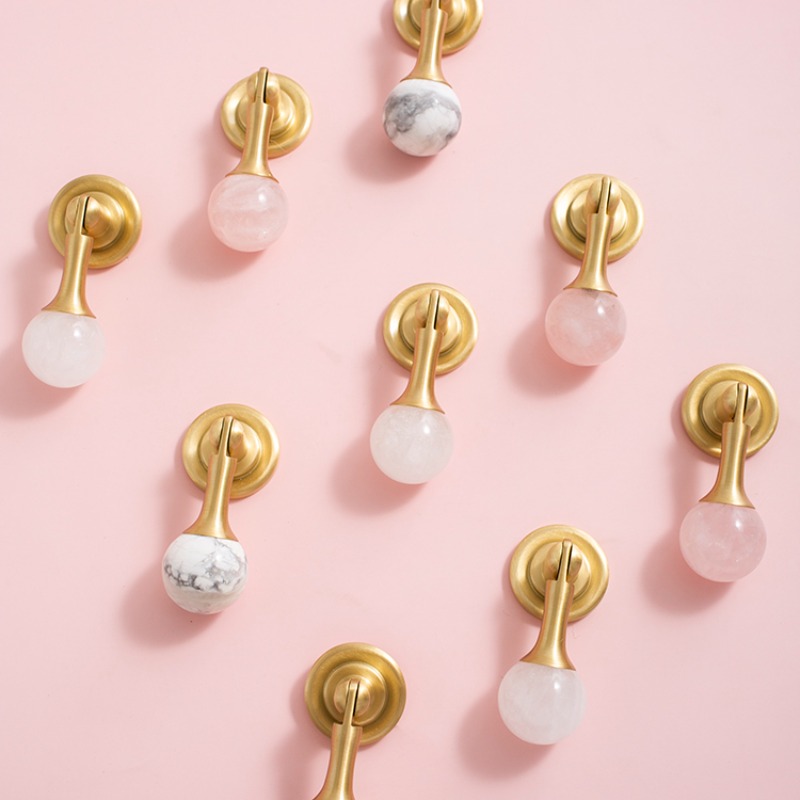 Furniture Hardware Drop Pulls - Bola de cristal blanca + tiradores